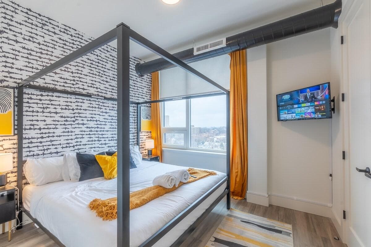 Cozy room with a comfy bed, soft lighting, and everything you need to relax.